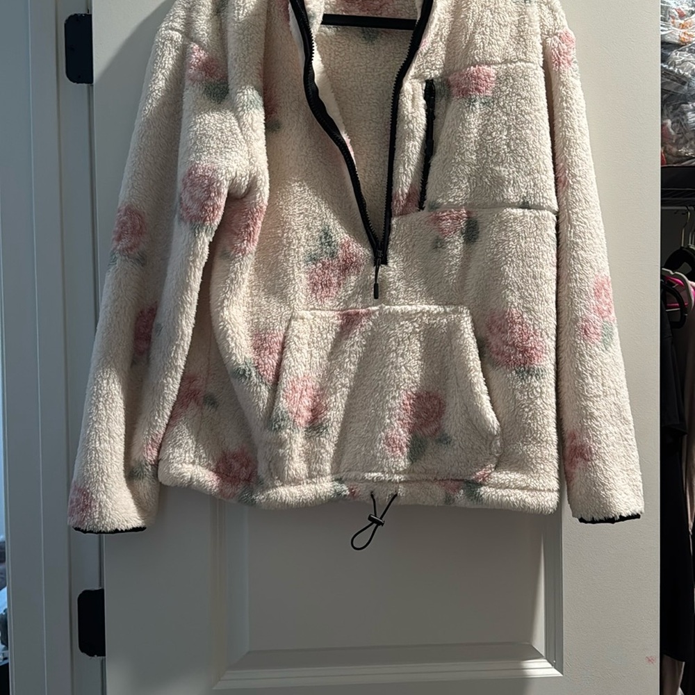PINK Victoria's Secret Floral Fleece Pullover